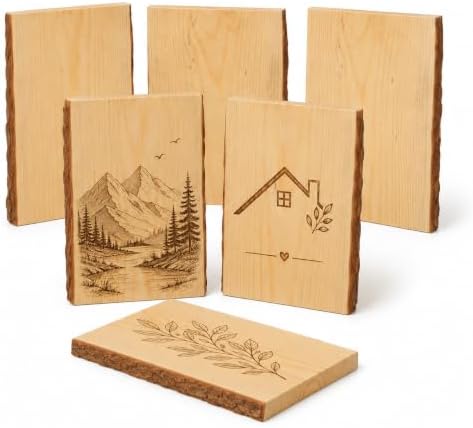 6 Pack 7 x 11 Inch Live Edge Wood Slab for Crafts, Natural Wood Planks for Crafting, Unfinished Rectangle for Crafts Wood Burning Home Décor & Rustic Weddings by LDHHYH