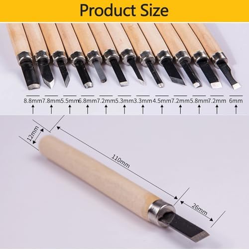 Wood Carving Tools Set, 12-Pcs Wood Whittling Kit with Canvas Roll Bag, Wood Carving Knife Kit for Beginners, Kids & Adults, DIY Craft Gift Set - Image 5