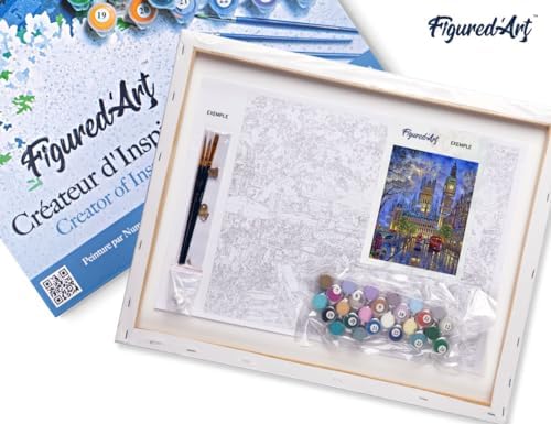 Figured'Art Paint by Numbers for Adults with Frame London in The Dusk 16"x20" - Craft Art Painting DIY Kit Canvas Already Stretched on a Wooden Frame - Image 5