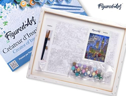 Figured'Art Paint by Numbers for Adults with Frame London in The Dusk 16"x20" - Craft Art Painting DIY Kit Canvas Already Stretched on a Wooden Frame - Image 5