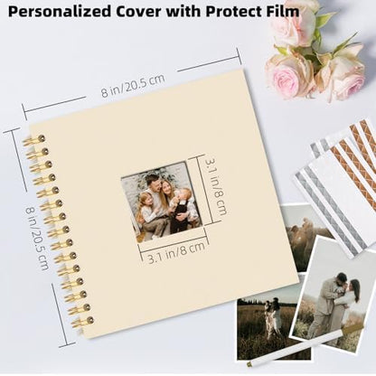 Vienrose Scrapbook Album Gift Set, 10x10 Inch, 40 White Pages, Off White - Image 3