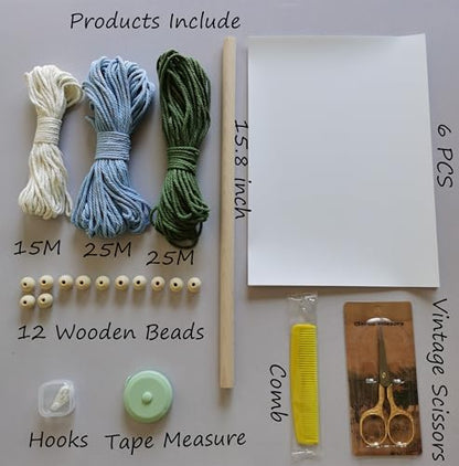 Zqyxiehuo DIY Macrame Leaf Wall Hanging Beginners Boho Wall Leaf Tapestry Kit Handmade Woven Tapestry Feather Wall Hanging DIY Macrame Kit for Adults Birthday Gift 15.8"(Green,Blue) - Image 2
