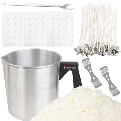 EricX Light Candle Making Kit, 60pcs Candle Wicks, 60pcs Candle Wicks Sticker, 16oz Soy Wax, 1pc Candle Wax Pouring Pot, 2pcs 3-Hole Wicks Centering Devices, 1pc Mixing Spoon, DIY Candles Craft Tools by EricX+Light