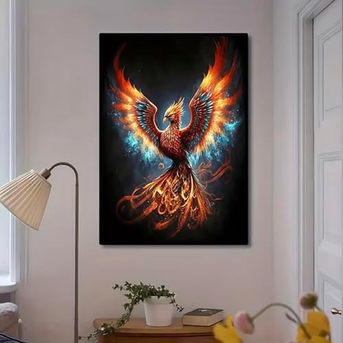 MaiMMaledy Paint by Numbers Kit for Adults Beginners Canvas Pictures with Framed Drawing Painting Acrylic Pigment with Wooden Triangle Easel Colorful Fire Phoenix 8Wx12L inch - Image 4