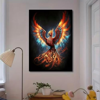 MaiMMaledy Paint by Numbers Kit for Adults Beginners Canvas Pictures with Framed Drawing Painting Acrylic Pigment with Wooden Triangle Easel Colorful Fire Phoenix 8Wx12L inch - Image 4
