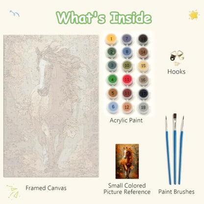 Spandrel Framed Paint by Numbers Horse Kit for Adult, Autumn Adult Paint by Number Kits on Canvas, DIY Acrylic Oil Easy Fall Painting by Numbers Thanksgiving for Home Wall Decor, 8x12in - Image 6