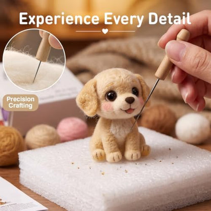 DIY Needle Felting Kit Cute Labrador Puppy – Needle Felting Starter Kit with Fiber Roving, Needles, Felting Pad & Instructions | Felted Animal Dog Kit for Beginners Adults | DIY Craft Gift - Image 5