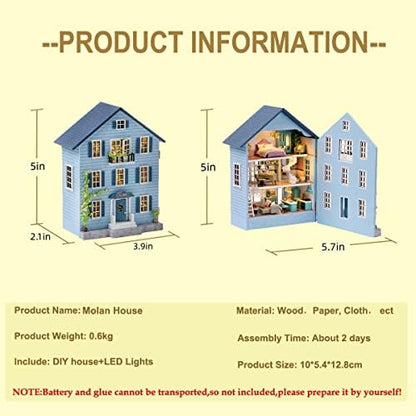 CUTEROOM DIY Miniature House Kit Wooden Craft Gift for Adult-Molan House - Image 2