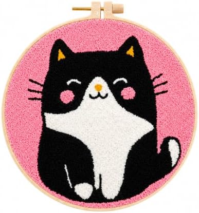 MZSMYKCH punch needle kits adults beginner - Black Cat punch needle kits Starter Set with Yarn, Needle Tool & Frame, Easy DIY Craft Decor, Relaxing Hobby Gift for Teens & Craft Lovers(Black Cat ) by Unknown