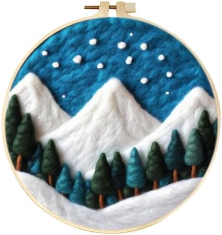 yesJRL Landscape Needle Felting Kits for Beginners, DIY Wool Felt Starer Needle Felt Set with Accessories for Home Decoration (White) by yesJRL