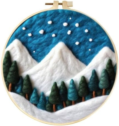 yesJRL Landscape Needle Felting Kits for Beginners, DIY Wool Felt Starer Needle Felt Set with Accessories for Home Decoration (White) by yesJRL