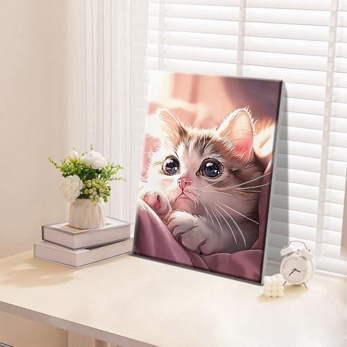 ATDMS Cat Paint by Numbers Kit for Adults with Frame, 8x12 Inch - Image 3
