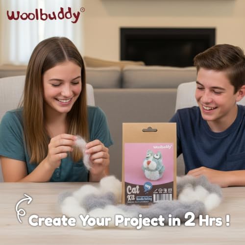 Woolbuddy Needle Felting Starter Kit (Cat) for Beginner & Adults with Tool - Image 3