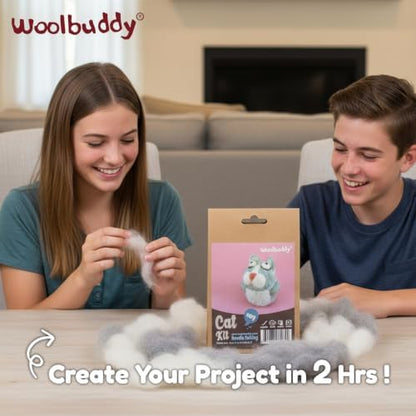 Woolbuddy Needle Felting Starter Kit (Cat) for Beginner & Adults with Tool - Image 3