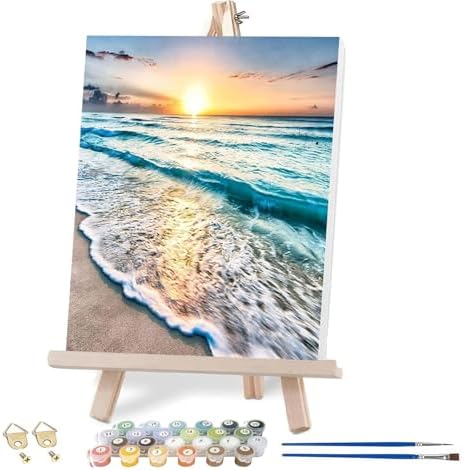 VIGEGU Beach Landscape Paint by Numbers Kit for Adults with Framed by VIGEGU