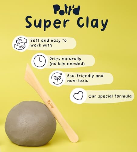 Pott'd Mini Pottery Kits | Air Dry Clay Pottery Kit for Adults | Includes Paints, Brushes, and Potters Tools | FREE online step-by-step tutorial | Perfect for Beginners | Bring The Studio To Your Home - Image 5