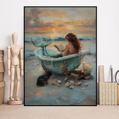 Mermaid bathtub Paint by Numbers Kit for Adults Beginner (Without Frame) - Image 4