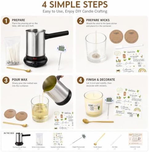 KQU Electric Wax Melting Pot with Thermomete & Wick Tools for Candle Making - Image 3