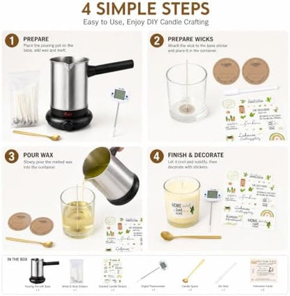 KQU Electric Wax Melting Pot with Thermomete & Wick Tools for Candle Making - Image 3
