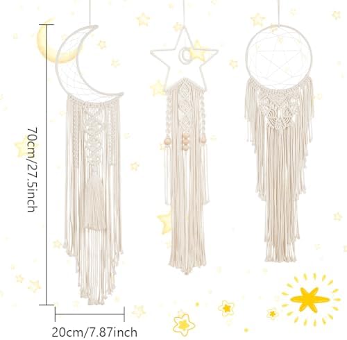 Macrame Kits for Adults Beginners Easy 3 Set Moon Star Craft Kits DIY Dream Catcher Kit with Instructions Video Macrame Wall Hanging Supplies Dream Catcher Kit for Room Wall Decoration - Image 4