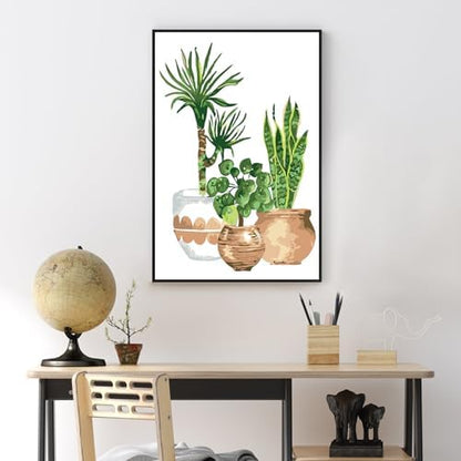 Yezavesu Framed Paint by Numbers Kit for Adults Beginner & Kids Ages 8-12, Easy Green Plant Paint by Numbers with Frame, DIY Number Painting for Adults Plants for Home Wall Decor Gift 8X 12 inch - Image 2