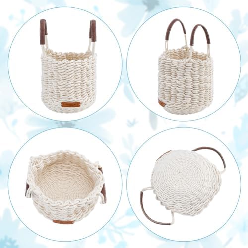 FREEBLOSS Macrame Basket Kit DIY Macrame Kit for Beginners with Instruction White Cotton Cord Basket Weaving Craft Supplies for Holiday Activities Desktop Storage - Image 3
