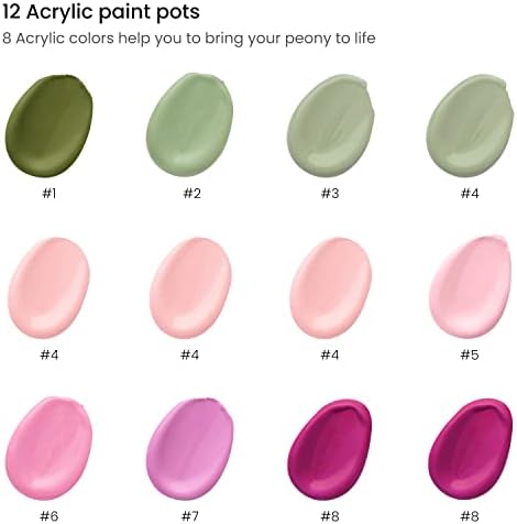 Arteza Paint by Number for Adults, 12x16 Inches, 21 Pieces, Floral Paint by Numbers Kit, Comes with 1 Canvas Panel, 12 Acrylic Paint Pots, 5 Paintbrushes, Art Supplies for Home & Office Wall Decor - Image 2