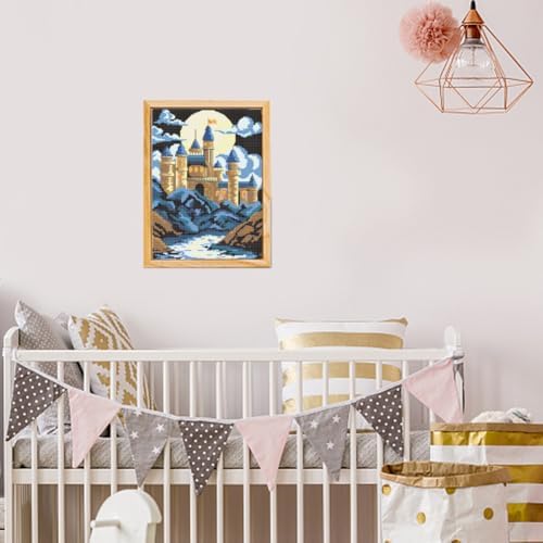 FREEBLOSS DIY Cross Stitch Wall Painting Castle Pattern Cross Stitch Kit Home Wall Decor 11CT Cross Stitch Starter Kit with Instruction Stamped Cross Stitch Counted Kit for Beginners, 28 * 38cm - Image 5