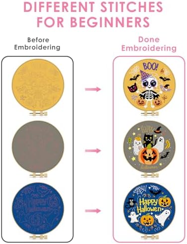 TINDTOP Halloween Embroidery Kit for Adult, Embroidery DIY Starter Kit - Image 3