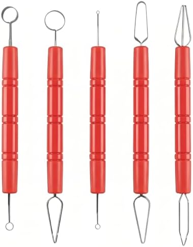 Yesland 5 Pack Pottery Carving Tool Set, Stainless Steel, Double-Sided, Smooth Handles, Clay Sculpting Tools for Ceramic Trimming by Yesland
