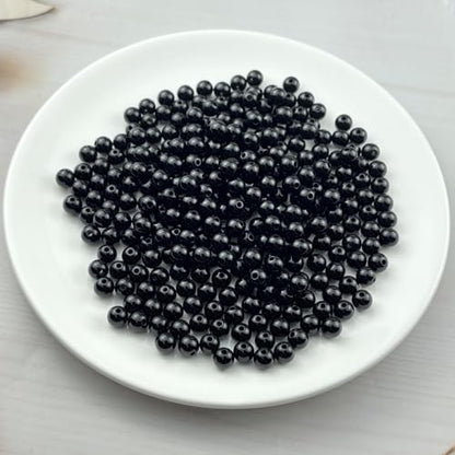 300pcs Acrylic Round Beads for Crafts 8mm Resin Candy Color Spacer Beads with Hole for Jewelry Making Sewing Crafts Decoration Necklaces Bracelets Earrings Supplies(Black) - Image 2