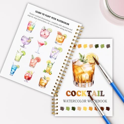Cocktail Watercolor Workbook, Water Coloring Book, 12 Patterns, Watercolor Kit for Beginners, Relaxing DIY Art Gift for Women and Adults, Happy Hour Themed Watercolor Kit - Image 6