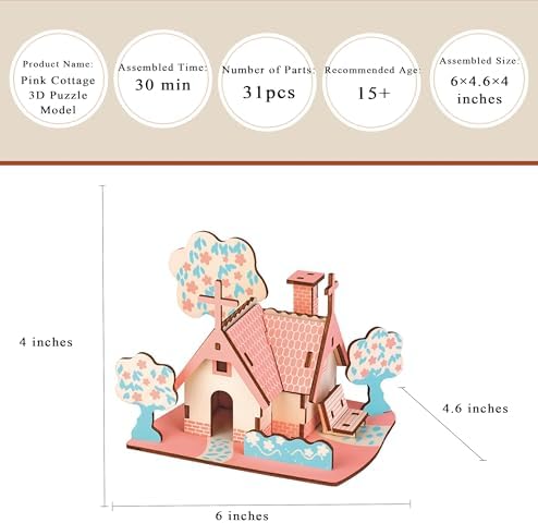 Log Cabin 3D Wooden House Puzzle,DIY Mini Building Model Kit，003 - Image 2