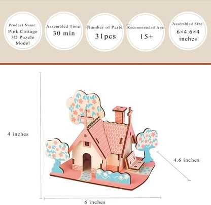 Log Cabin 3D Wooden House Puzzle,DIY Mini Building Model Kit，003 - Image 2