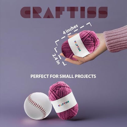 CRAFTISS 30 of 20g/0.7Oz Acrylic Yarn Mini Skeins - 1300 Yards of Soft Yarn for Crocheting and Knitting Craft Project, Assorted Starter Crochet Bulk Kit for Adults and Kids - Mothers Day Gift - Image 2