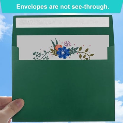 65 Packs 4x6 Envelopes A4 for Invitations, Printable Envelope Self Seal For Weddings, Invitations, Photos, Greeting Cards, Mailing (Dark Green) - Image 4