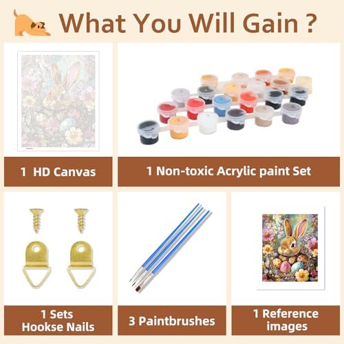 Reivworl Easter Paint by Numbers Kit for Adults Beginner 16×20 inch - Image 6