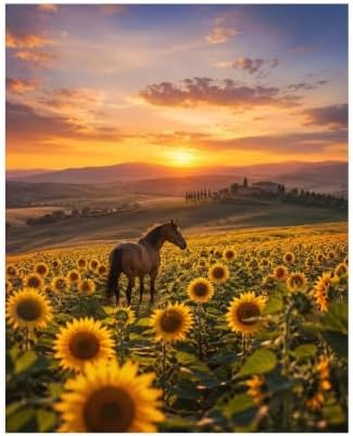 Bozfoxa Paint by Numbers Kit for Adults Beginner Sunflower Horse by Unknown