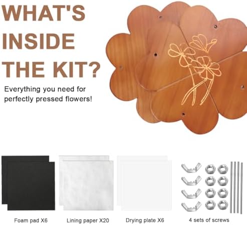 GPVHYJ Flower Press Kit for Adults 11" x 11" 6-Layer Large Wooden Plant Pressing DIY Bouquet Preservation & Dried Flower Art - Image 2
