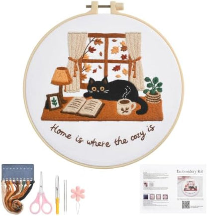 Zepiany Embroidery Kit for Beginners Cat All in One Cross Stitch Starter by CrochetKits