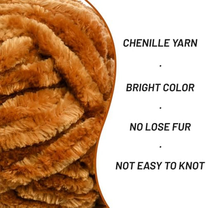 Chenille Velvet Soft Yarn Brown 4 Pack - Image 2