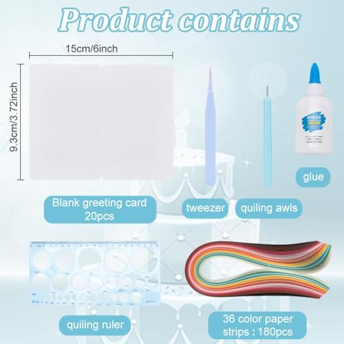 WEBEEDY 20 Sets Paper Quilling Kits for Beginners DIY Lovely Animal Quilling Card Making Kits with 36 Colors Strips, 20 Cards, Paper Quilling Tools and Supplies Home Room Wall Art Decor Creative Gift - Image 2