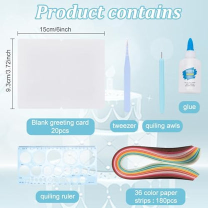 WEBEEDY 20 Sets Paper Quilling Kits for Beginners DIY Lovely Animal Quilling Card Making Kits with 36 Colors Strips, 20 Cards, Paper Quilling Tools and Supplies Home Room Wall Art Decor Creative Gift - Image 2