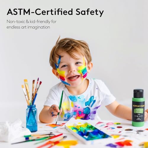 TMOL Acrylic Paint Set, 24 Colors (2 oz/Bottle) with 12 Art Brushes, Art Supplies for Painting Canvas, Wood, Ceramic & Fabric, Rich Pigments Lasting Quality for Beginners, Professional - Image 5