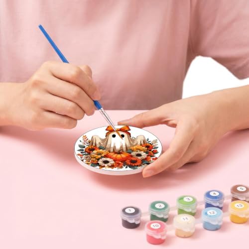 8 Pack Halloween Paint by Numbers Kits Coasters with Holder Cork Pads - Image 7