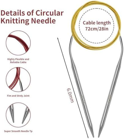Soosui 3.5 mm Circular Knitting Needles, US4, 47 inches/120 cm Curved Tail - Image 6