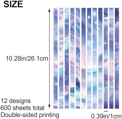 600 Sheets Paper Star Strips for DIY Hand Art Crafts, Double-Sided Printing Origami Paper for Star Jar, Wish Bottles, Home Decoration (Starry Sky) - Image 2