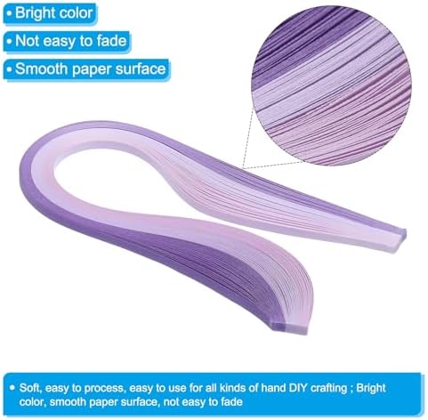 PATIKIL 600pcs Rainbow Quilling Strips Paper 3/16"(5mm) 15" Gradient Purple - Image 3