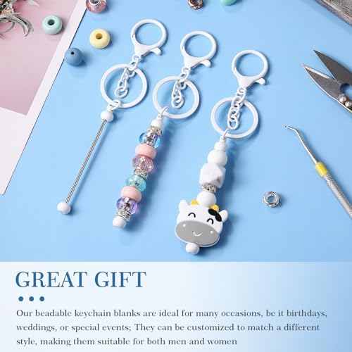 Huwena 6 Pcs Beadable Keychain Bars Metal Blanks DIY Crafts Jewelry Gift - Image 2