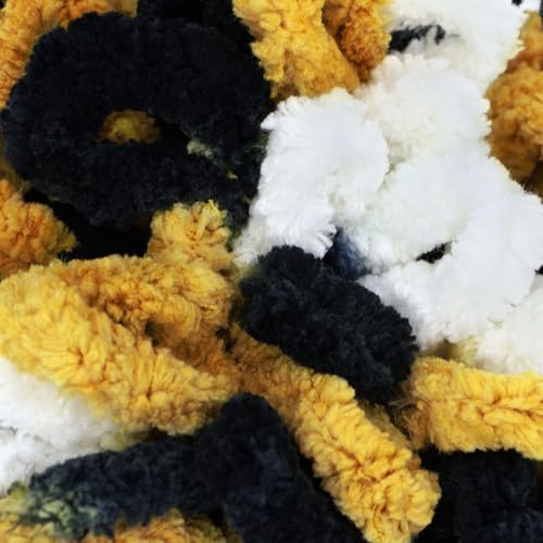 JubileeYarn Fun Finger Loops Yarn - Black Gold White - 5 Skeins - Image 2